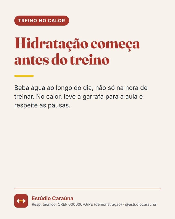 Post: hidratação começa antes do treino