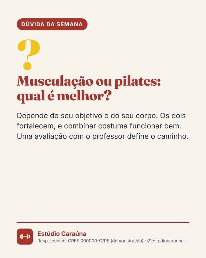 Post: musculação ou pilates, qual é melhor?