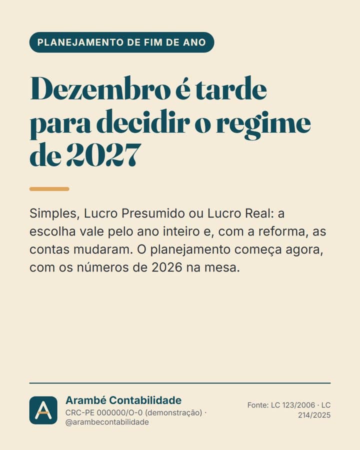 Post: dezembro é tarde para decidir o regime de 2027