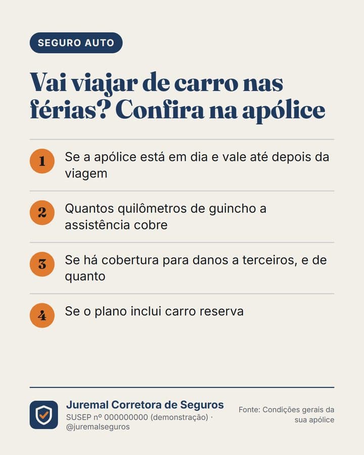 Post: vai viajar de carro nas férias? Confira na apólice