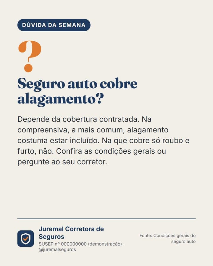 Post: seguro auto cobre alagamento?