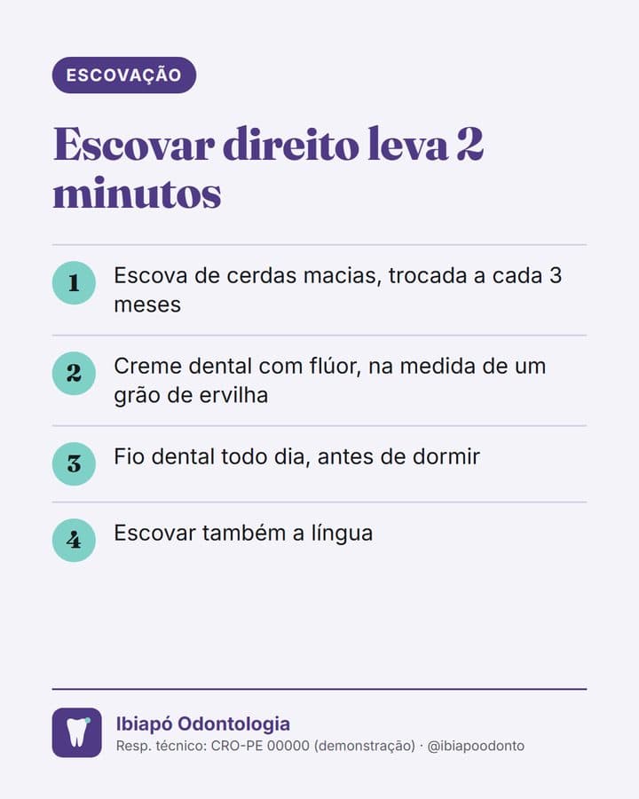Post: escovar direito leva 2 minutos